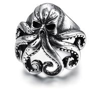DXZXDJIU Anello Personalizzato a Forma di Polpo for Uomo - Anello in Stile retrò Punk(Gray_15)