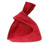 DXZXDJIU Borsa a Mano in Velluto Morbido in Stile Giapponese for Donna | Pochette for Il Trucco Casual con Nodo in Tinta Unita | Piccola Borsa alla Moda for conservare Contanti e Carte(Red)