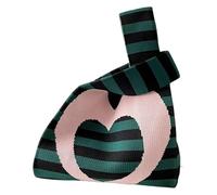DXZXDJIU Borsa a Mano Lavorata a Maglia a Righe minimaliste Love - Borsa Tote da Polso con Nodo Mini da Donna for Studenti e Shopping Riutilizzabile(Pink)