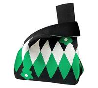 DXZXDJIU Borsa a Mano Lavorata a Maglia con Fiori Fatta a Mano for Donna | Borsa Tote Piccola Casual | Borsa da Polso Riutilizzabile for Ragazze(Green And White)