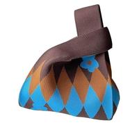 DXZXDJIU Borsa a Mano Lavorata a Maglia con Fiori Fatta a Mano for Donna | Borsa Tote Piccola Casual | Borsa da Polso Riutilizzabile for Ragazze(Curry And Blue)