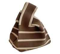 DXZXDJIU Borsa a Mano Piccola da Donna Lavorata a Maglia e Fatta a Mano - Borsa Tote e da Polso Casual a Righe Larghe for Studenti(Khaki)