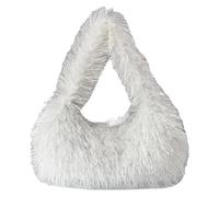 DXZXDJIU Borsa a Mano Piccola in Pelliccia Sintetica di Lusso for Donna | Borsa da Polso in soffice Peluche | Borsa for Uso Quotidiano Invernale(White)