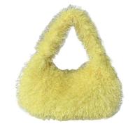 DXZXDJIU Borsa a Mano Piccola in Pelliccia Sintetica di Lusso for Donna | Borsa da Polso in soffice Peluche | Borsa for Uso Quotidiano Invernale(Yellow)