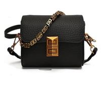 DXZXDJIU Borsa a Tracolla con Catena retrò da Donna - Borsa a Mano con Patta e Stampa Litchi(Black)