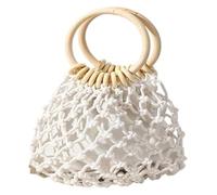 DXZXDJIU Borsa da Spiaggia Estiva in Paglia Intrecciata - Elegante Borsa a Mano in Rattan for Donna - Borsa Versatile for Viaggi e Uso Quotidiano(White)