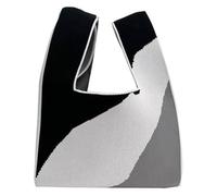 DXZXDJIU Borsa Tote Lavorata a Maglia Fatta a Mano for Donna | Borsa a Tracolla Riutilizzabile for la Spesa | Elegante Borsa da Polso for l'uso Quotidiano(Black Rice)