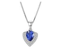 DXZXDJIU Collana con Ciondolo a Forma di Cuore for Donna - Collana in Argento Sterling 925 con Cristalli - Regalo Perfetto for San Valentino, Regalo di Compleanno for la Fidanzata(Blue)