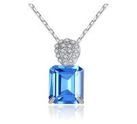 DXZXDJIU Collana con Ciondolo in Cristallo in Argento Sterling 925 for Donna - Elegante Gioiello in Confezione Regalo(Blue1)