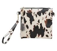 DXZXDJIU Elegante Borsa da Polso in Pelle PU con Stampa Leopardata e Mucca - Pochette dal Design Geometrico for Donna, Perfetta for riporre Monete e Cellulare(Cows)