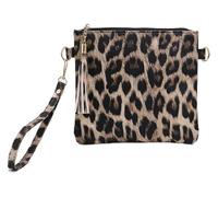 DXZXDJIU Elegante Borsa da Polso in Pelle PU con Stampa Leopardata e Mucca - Pochette dal Design Geometrico for Donna, Perfetta for riporre Monete e Cellulare(Leopard Print)