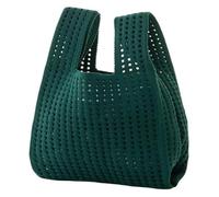 DXZXDJIU Mini Borsa a Mano in Maglia Fatta a Mano for Donna | Borsa Tote a Quadri a Righe Colorate | Borsa da Polso Casual for Studenti | Borsa della Spesa Riutilizzabile(Green)