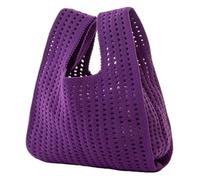 DXZXDJIU Mini Borsa a Mano in Maglia Fatta a Mano for Donna | Borsa Tote a Quadri a Righe Colorate | Borsa da Polso Casual for Studenti | Borsa della Spesa Riutilizzabile(Purple)