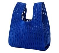 DXZXDJIU Mini Borsa a Mano in Maglia Fatta a Mano for Donna | Borsa Tote a Quadri a Righe Colorate | Borsa da Polso Casual for Studenti | Borsa della Spesa Riutilizzabile(Blue)