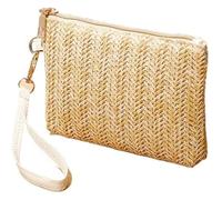DXZXDJIU Pochette da Polso in Paglia Intrecciata da Donna alla Moda - Portafoglio da Spiaggia Estivo for l'uso Quotidiano(Yellow)