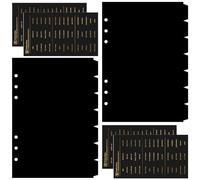 DY.2ten 14 Fogli Nero Divisori Raccoglitori ad Anelli A5,6 Fori Plastica Divisorio Pagina Indice Tab,per A5 Quaderni ad Anelli, per Scuola o Ufficio(21cm x 14.2cm)
