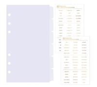 DY.2ten 6 Fogli Trasparente Bianco Divisori Raccoglitori ad Anelli A6,6 Fori Plastica Divisorio Pagina Indice Tab,per A6 Quaderni ad Anelli, per Scuola o Ufficio(17cm x 9.4cm)