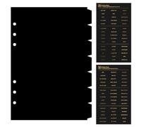 DY.2ten 7 Fogli Nero Divisori Raccoglitori ad Anelli A5,6 Fori Plastica Divisorio Pagina Indice Tab,per A5 Quaderni ad Anelli, per Scuola o Ufficio(21cm x 14.2cm)