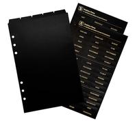 DY.2ten Divisori in Plastica per Raccoglitori ad Anelli A5 - Tab Indice Nero per Quaderni a 6 Fori e Cartelle, Ideali per Scuola e Ufficio，Con Adesivi