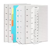 DY.2ten Set di Ricariche per Quaderni A7, 6 Fori, 135 Fogli (270 Pagine), Carta Grafica, 2 Tasche, 5 Divisori + Righello, per Filofax