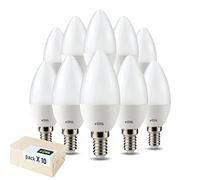 DYA - SET DA 10 LAMPADINE LED E14 CANDELE BIANCHE con attacco E14 - potenza di 4W EQUIVALENTI A 30W - LUCE CALDA 3000K - 395 LUMEN