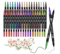 Dyaucwpo 36 Colori Pennarelli Doppia Punta, Brush Pen Lettering, 1-2mm Pennello e 0.4mm Fineliner, Pennarelli Acquerellabili, Penne da Colorare ad Acquerello per Calligrafia, Disegnare, Illustrazioni