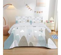 dyausi Trapunta Letto Singolo Bambini Aereo Mongolfiera, Set Trapunta Leggera 140x200 cm con 1 Federa 50x80, Trapuntino Primaverile Singolo in Microfibra, Trapunta Double Face Montagna