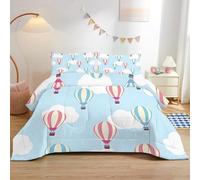 dyausi Trapunta Letto Singolo Bambini Mongolfiera Double Face 140x200 cm con 1 Federa 50x80, Leggera in Microfibra con Stampa Nuvola