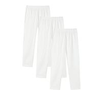 Dybker Confezione da 3 leggings da ragazza in cotone elasticizzato per bambini, pantaloni tinta unita, pantaloni da danza a tutta lunghezza, spessi, bianco, 7-8 Anni