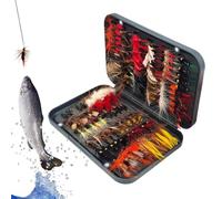 Dybnuhoc Set di esche da pesca, set di 120 esche asciutte e bagnate, con contenitore, adatto per trota, pesce persico, persico da sole, finocchio, acqua , laghi e fiumi