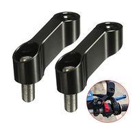 Dyda6 - Coppia di estensori e adattatori per specchietto retrovisore per manubrio della moto o della bicicletta, 10 mm, in alluminio CNC, Nero , Taglia libera
