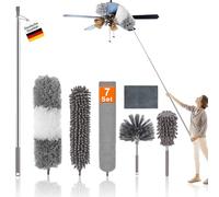 DYDHRER 7 Pezzi Spolverino per Polvere,Togli Ragnatele Allungabile 25-256 cm,Bastone Telescopico per Pulizia,Spolverino Telescopico per Pulizia Tetti Interni,Ragnatela,TV,Ventilatori a Soffitto