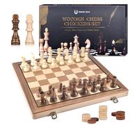DYDHRER Scacchiera 2 in 1 in legno di alta qualità, portatile, pieghevole, gioco di scacchi per bambini, set magnetico per feste e attività, 39 x 39 cm