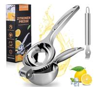 DYDHRER Spremiagrumi Manuale, Spremiagrumi Limone Manuale, Spremiagrumi Limone Lime Manuale in Acciaio Inox di Qualità Premium, 7 cm di Diametro Spremi Limone per Cucina, Bar, Ristorante - Argentato