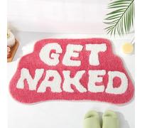 DyeFury Get Naked Tappeto da bagno a forma irregolare, colore rosa acceso, tappetino da bagno divertente, piccolo tappetino da bagno preppy, tappetino da bagno estetico divertente per la decorazione