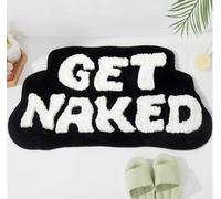 DyeFury Tappetino da bagno a forma irregolare Get Naked, divertente, simpatico, antiscivolo, in bianco e nero, 78,7 x 45,7 cm