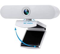 DYHQQ Nuova Webcam Bianca aggiornata con Doppio Microfono, Computer USB 1080P HD Streaming Web Camera ruotabile di 360 Gradi per PC Laptop Desktop Mac con Clip Girevole Flessibile,A