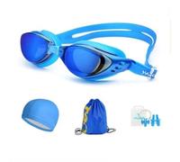 DYHWAC Occhialini da nuoto, regolabile Occhialini da nuoto, anti-nebbia protezione UV di nuotata Occhiali for Unisex Adulto Uomini Donne gioventù scherza il bambino(Blue,White)