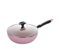 DYHWAC Padella For Uso Domestico, Fornello A Gas In Alluminio Con Fondo Piatto Rosa, Piano Cottura A Induzione Universale