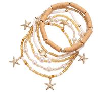 DYIOTF Set di 6 Braccialetti Donna Estivi con Conchiglie e Stella Marina, Braccialetto Elastico con Perline Colorate, Gioielli Mare e Accessori Spiaggia per Regalo Donna e Amicizia, Stile Hawaiano