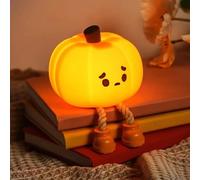 Dylviw Luce notturna a forma di zucca, simpatica lampada a LED forma di zucca, in silicone, dimmerabile, per bambini, lampada da comodino ricaricabile, decorazione divertente per scrivania da