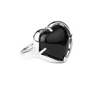 DyLyz Anelli in pietra di ossidiana nera con cuore boho intarsi vintage a mano anello chakra pietra preziosa naturale anello con pietra portafortuna anelli regolabili per feste e vacanze