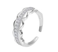 DyLyz Anello in argento sterling 925 delicato e scintillante con zirconi elegante anello geometrico aperto regolabile grosso anello per il pollice stile vintage antico per uomo e donna.