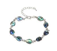 DyLyz Braccialetto Boho colorato con pietra di conchiglia di abalone e goccia d'acqua alla moda regolabile con maglie in cristallo naturale per Reiki e chakra per donne e uomini