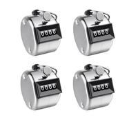 DYMHQ 4 Pezzi Contatore Contapersone Manuale in Metallo, Argento Mano Contatore Meccanico a 4 Cifre Senza a Batteria, Durevole Counter Portatile Conta Persone con Anello per Golf Sport