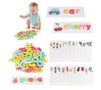 DYMHQ Giochi di Ortografia per Bambini, Parole ABC Lettere Giocattoli per L'apprendimento, Lettere in Legno Schede Flash Parole, Gioco di Ortografia di Parole per Bambini e Bambine di 2-5 Anni