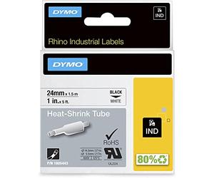Dymo 1805443 - Tubo termorestringente rinoceronte da 24 mm, colore: bianco-nero