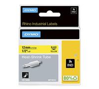 DYMO Rhino etichette industriali tubolari termoretraibili | 12 mm x 1,5 m | nero su giallo