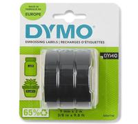 DYMO 3D Nastro Etichette a Rilievo Autoadesive - Rotoli da 9 mm x 3 m - stampa bianca su nero - Per DYMO Omega e Junior etichettatrice a rilievo - Confezione da 3
