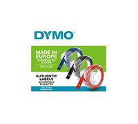 DYMO 3D Nastro Etichette a Rilievo Autoadesive - Rotoli da 9 mm x 3 m - stampa bianca su nero, rosso e blu -Per DYMO Omega e Junior etichettatrice a rilievo - Confezione da 3